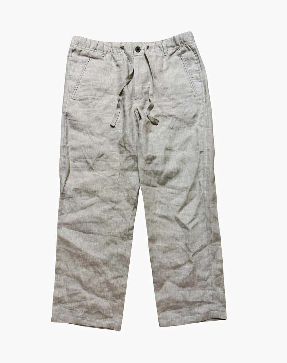 Tasso Elba Men’s 100% Linen Drawstring Pants Size M Beige